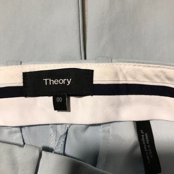 Theory womens 00 baby blue ankle pants trousers office business stretchy - Picture 4 of 9